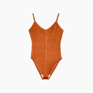 Everlane Velour Cami Bodysuit in Terracota